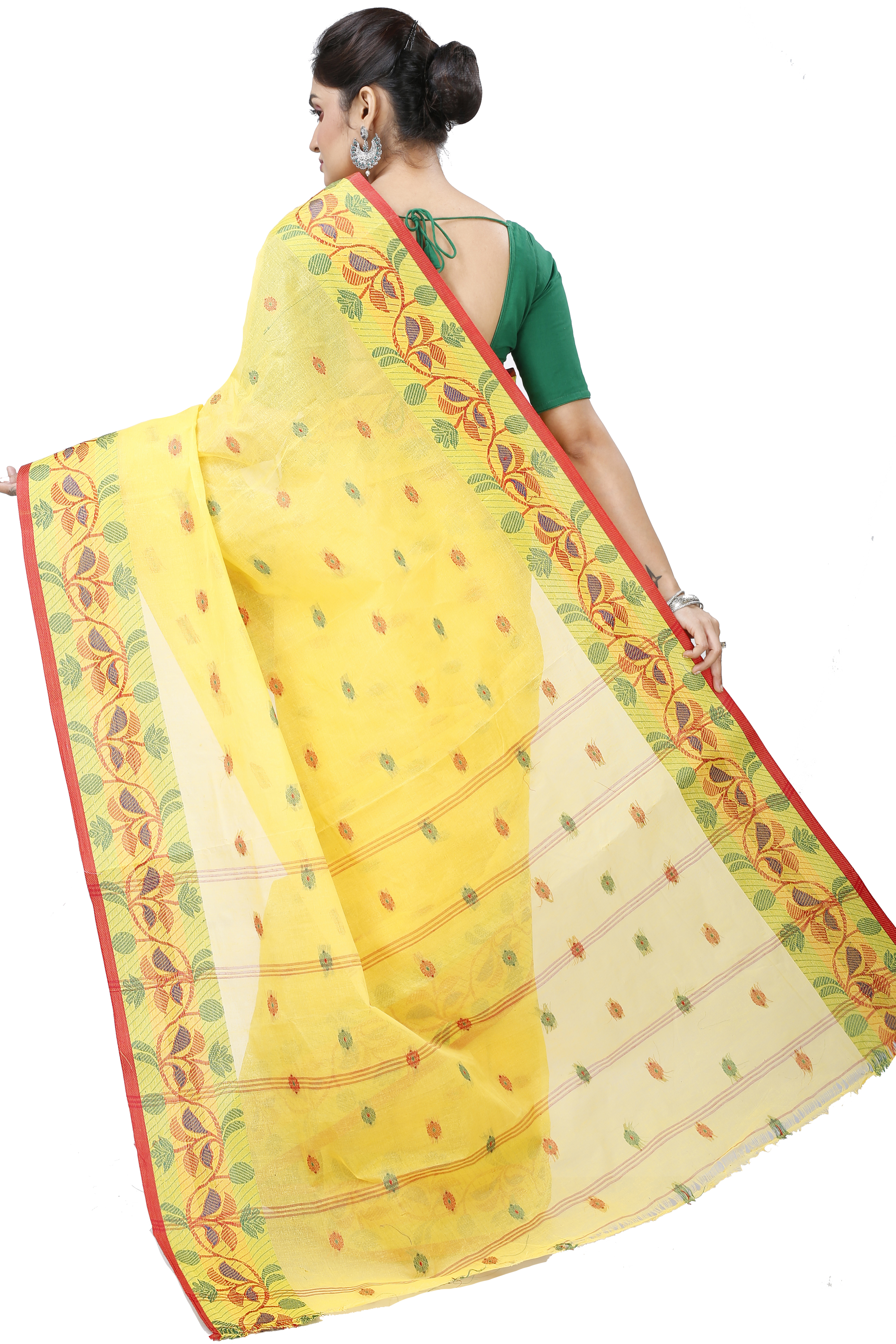 Yellow Pure Cotton Govindi Tant Saree (939)
